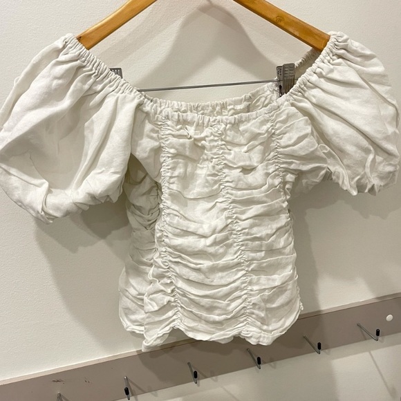 LEORA STUDIO OFF-SHOULDER RUCHED FLOWY SLEEVES TOP - Picture 6 of 9